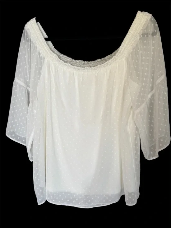 MAURICES- Women’s White Swiss Dot Off-Shoulder Blouse - Picture 1 of 4